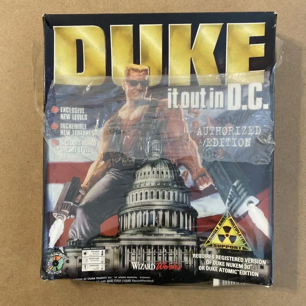 1997 Duke Nukem Duke It Out In DC Expansion PC Game CD-ROM Box Game Manual